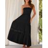 imageZESICA Womens 2025 Summer Bohemian Strapless Off Shoulder Lace Trim Backless Flowy A Line Beach Long Maxi DressBlack