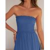 imageZESICA Womens 2025 Summer Bohemian Strapless Off Shoulder Lace Trim Backless Flowy A Line Beach Long Maxi DressBlue