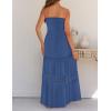 imageZESICA Womens 2025 Summer Bohemian Strapless Off Shoulder Lace Trim Backless Flowy A Line Beach Long Maxi DressBlue