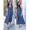 imageZESICA Womens 2025 Summer Bohemian Strapless Off Shoulder Lace Trim Backless Flowy A Line Beach Long Maxi DressBlue