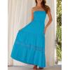 imageZESICA Womens 2025 Summer Bohemian Strapless Off Shoulder Lace Trim Backless Flowy A Line Beach Long Maxi DressCobalt