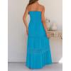 imageZESICA Womens 2025 Summer Bohemian Strapless Off Shoulder Lace Trim Backless Flowy A Line Beach Long Maxi DressCobalt