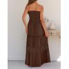 imageZESICA Womens 2025 Summer Bohemian Strapless Off Shoulder Lace Trim Backless Flowy A Line Beach Long Maxi DressCoffee