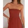 imageZESICA Womens 2025 Summer Bohemian Strapless Off Shoulder Lace Trim Backless Flowy A Line Beach Long Maxi DressDarkorange