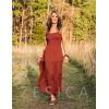 imageZESICA Womens 2025 Summer Bohemian Strapless Off Shoulder Lace Trim Backless Flowy A Line Beach Long Maxi DressDarkorange