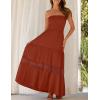 imageZESICA Womens 2025 Summer Bohemian Strapless Off Shoulder Lace Trim Backless Flowy A Line Beach Long Maxi DressDarkorange