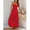 imageZESICA Womens 2025 Summer Bohemian Strapless Off Shoulder Lace Trim Backless Flowy A Line Beach Long Maxi DressFirered