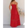 imageZESICA Womens 2025 Summer Bohemian Strapless Off Shoulder Lace Trim Backless Flowy A Line Beach Long Maxi DressFirered