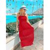 imageZESICA Womens 2025 Summer Bohemian Strapless Off Shoulder Lace Trim Backless Flowy A Line Beach Long Maxi DressFirered