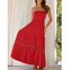 imageZESICA Womens 2025 Summer Bohemian Strapless Off Shoulder Lace Trim Backless Flowy A Line Beach Long Maxi DressFirered