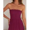 imageZESICA Womens 2025 Summer Bohemian Strapless Off Shoulder Lace Trim Backless Flowy A Line Beach Long Maxi DressFuchsia