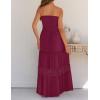 imageZESICA Womens 2025 Summer Bohemian Strapless Off Shoulder Lace Trim Backless Flowy A Line Beach Long Maxi DressFuchsia