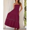 imageZESICA Womens 2025 Summer Bohemian Strapless Off Shoulder Lace Trim Backless Flowy A Line Beach Long Maxi DressFuchsia