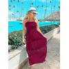 imageZESICA Womens 2025 Summer Bohemian Strapless Off Shoulder Lace Trim Backless Flowy A Line Beach Long Maxi DressFuchsia