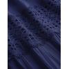 imageZESICA Womens 2025 Summer Bohemian Strapless Off Shoulder Lace Trim Backless Flowy A Line Beach Long Maxi DressNavy