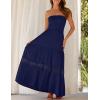 imageZESICA Womens 2025 Summer Bohemian Strapless Off Shoulder Lace Trim Backless Flowy A Line Beach Long Maxi DressNavy