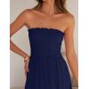 imageZESICA Womens 2025 Summer Bohemian Strapless Off Shoulder Lace Trim Backless Flowy A Line Beach Long Maxi DressNavy