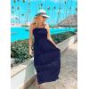 imageZESICA Womens 2025 Summer Bohemian Strapless Off Shoulder Lace Trim Backless Flowy A Line Beach Long Maxi DressNavy