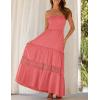 imageZESICA Womens 2025 Summer Bohemian Strapless Off Shoulder Lace Trim Backless Flowy A Line Beach Long Maxi DressPeach