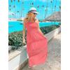 imageZESICA Womens 2025 Summer Bohemian Strapless Off Shoulder Lace Trim Backless Flowy A Line Beach Long Maxi DressPeach