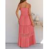 imageZESICA Womens 2025 Summer Bohemian Strapless Off Shoulder Lace Trim Backless Flowy A Line Beach Long Maxi DressPeach