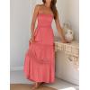 imageZESICA Womens 2025 Summer Bohemian Strapless Off Shoulder Lace Trim Backless Flowy A Line Beach Long Maxi DressPeach