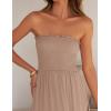 imageZESICA Womens 2025 Summer Bohemian Strapless Off Shoulder Lace Trim Backless Flowy A Line Beach Long Maxi DressPink