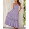 imageZESICA Womens 2025 Summer Bohemian Strapless Off Shoulder Lace Trim Backless Flowy A Line Beach Long Maxi DressPurple