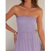 imageZESICA Womens 2025 Summer Bohemian Strapless Off Shoulder Lace Trim Backless Flowy A Line Beach Long Maxi DressPurple