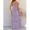 imageZESICA Womens 2025 Summer Bohemian Strapless Off Shoulder Lace Trim Backless Flowy A Line Beach Long Maxi DressPurple
