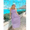 imageZESICA Womens 2025 Summer Bohemian Strapless Off Shoulder Lace Trim Backless Flowy A Line Beach Long Maxi DressPurple