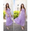 imageZESICA Womens 2025 Summer Bohemian Strapless Off Shoulder Lace Trim Backless Flowy A Line Beach Long Maxi DressPurple
