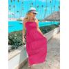 imageZESICA Womens 2025 Summer Bohemian Strapless Off Shoulder Lace Trim Backless Flowy A Line Beach Long Maxi DressRose
