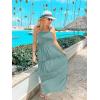 imageZESICA Womens 2025 Summer Bohemian Strapless Off Shoulder Lace Trim Backless Flowy A Line Beach Long Maxi DressSage