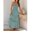 imageZESICA Womens 2025 Summer Bohemian Strapless Off Shoulder Lace Trim Backless Flowy A Line Beach Long Maxi DressSage