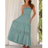 imageZESICA Womens 2025 Summer Bohemian Strapless Off Shoulder Lace Trim Backless Flowy A Line Beach Long Maxi DressSage