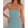 imageZESICA Womens 2025 Summer Bohemian Strapless Off Shoulder Lace Trim Backless Flowy A Line Beach Long Maxi DressSage