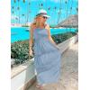 imageZESICA Womens 2025 Summer Bohemian Strapless Off Shoulder Lace Trim Backless Flowy A Line Beach Long Maxi DressSkyblue