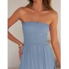 imageZESICA Womens 2025 Summer Bohemian Strapless Off Shoulder Lace Trim Backless Flowy A Line Beach Long Maxi DressSkyblue