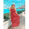 imageZESICA Womens 2025 Summer Bohemian Strapless Off Shoulder Lace Trim Backless Flowy A Line Beach Long Maxi DressWatermelon