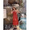 imageZESICA Womens 2025 Summer Bohemian Strapless Off Shoulder Lace Trim Backless Flowy A Line Beach Long Maxi DressWatermelon