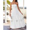 imageZESICA Womens 2025 Summer Bohemian Strapless Off Shoulder Lace Trim Backless Flowy A Line Beach Long Maxi DressWhite