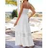imageZESICA Womens 2025 Summer Bohemian Strapless Off Shoulder Lace Trim Backless Flowy A Line Beach Long Maxi DressWhite