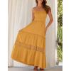 imageZESICA Womens 2025 Summer Bohemian Strapless Off Shoulder Lace Trim Backless Flowy A Line Beach Long Maxi DressYellow