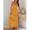 imageZESICA Womens 2025 Summer Bohemian Strapless Off Shoulder Lace Trim Backless Flowy A Line Beach Long Maxi DressYellow
