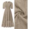 imageZESICA Womens 2025 Summer Short Puff Sleeve Crewneck Smocked Floral Lace Flowy A Line Tiered Maxi DressesAlmond