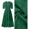 imageZESICA Womens 2025 Summer Short Puff Sleeve Crewneck Smocked Floral Lace Flowy A Line Tiered Maxi DressesDarkgreen