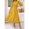 imageZESICA Womens 2025 Summer Short Puff Sleeve Crewneck Smocked Floral Lace Flowy A Line Tiered Maxi DressesGinger