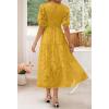 imageZESICA Womens 2025 Summer Short Puff Sleeve Crewneck Smocked Floral Lace Flowy A Line Tiered Maxi DressesGinger