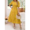 imageZESICA Womens 2025 Summer Short Puff Sleeve Crewneck Smocked Floral Lace Flowy A Line Tiered Maxi DressesGinger